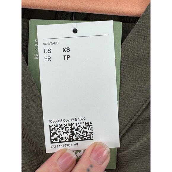 H&M Conscious Choice Olive Green Short Sleeve V-Neck Dress Size XS NWT - Picture 7 of 9